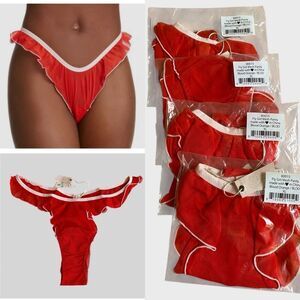 NWT Free People "Set of FOUR" We Are HAH Fly Girl Mesh Panty Sz XL Blood Orange